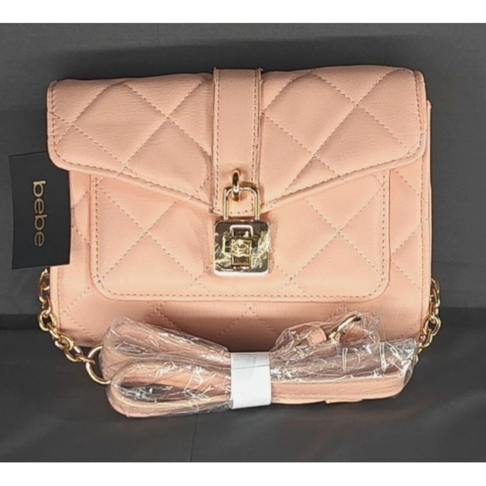 NWT Bebe Mini Quilted Cross Body Bag Peach Kellen RV $89